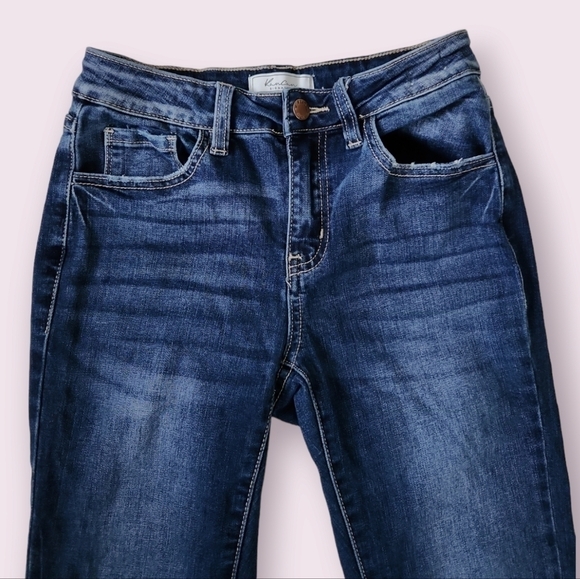Kancan | EUC Mid-Rise Ankle Skinny Jeans Stretchy Raw Hem Distressed Size 25 - Picture 2 of 6